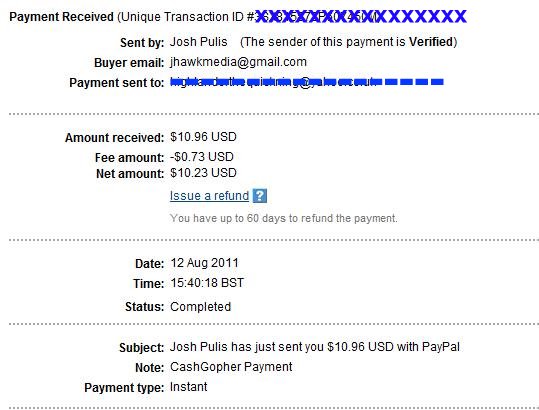 cash goper payment proof
